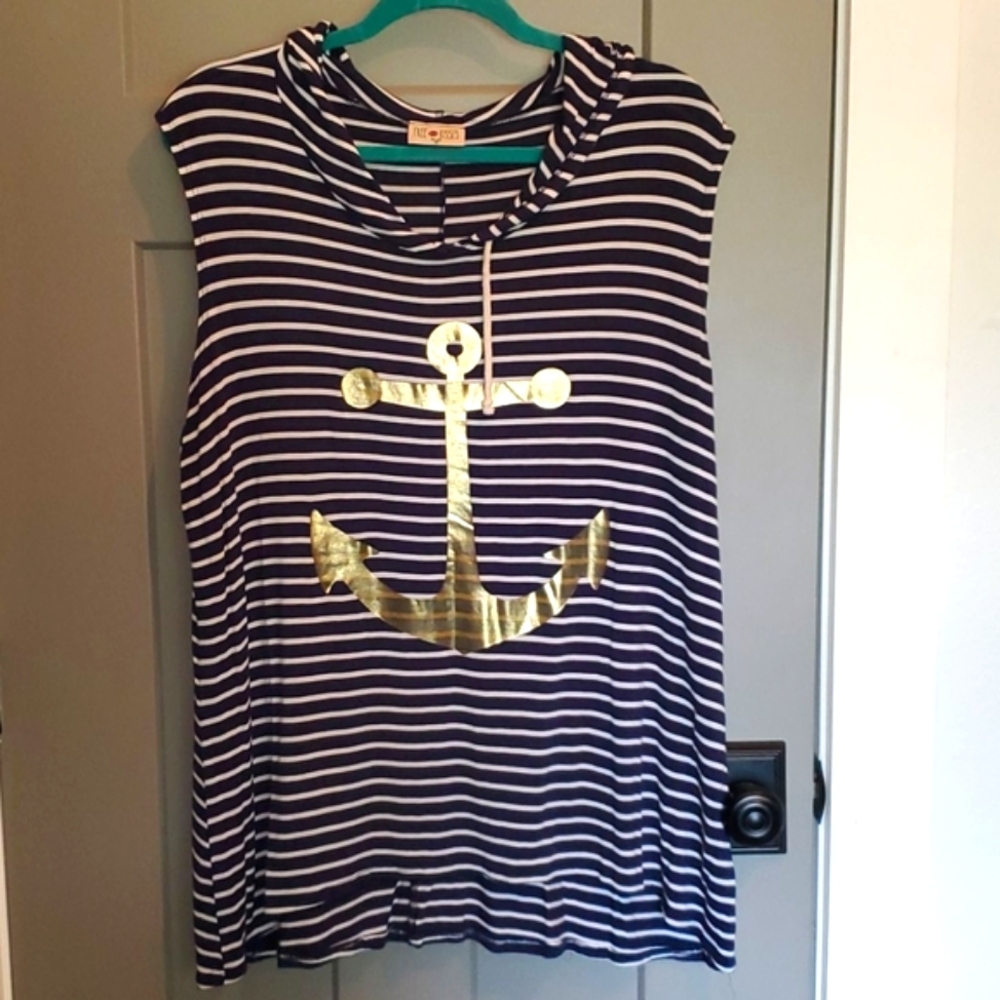 NEW Hooded anchor plus size blouse size 1X